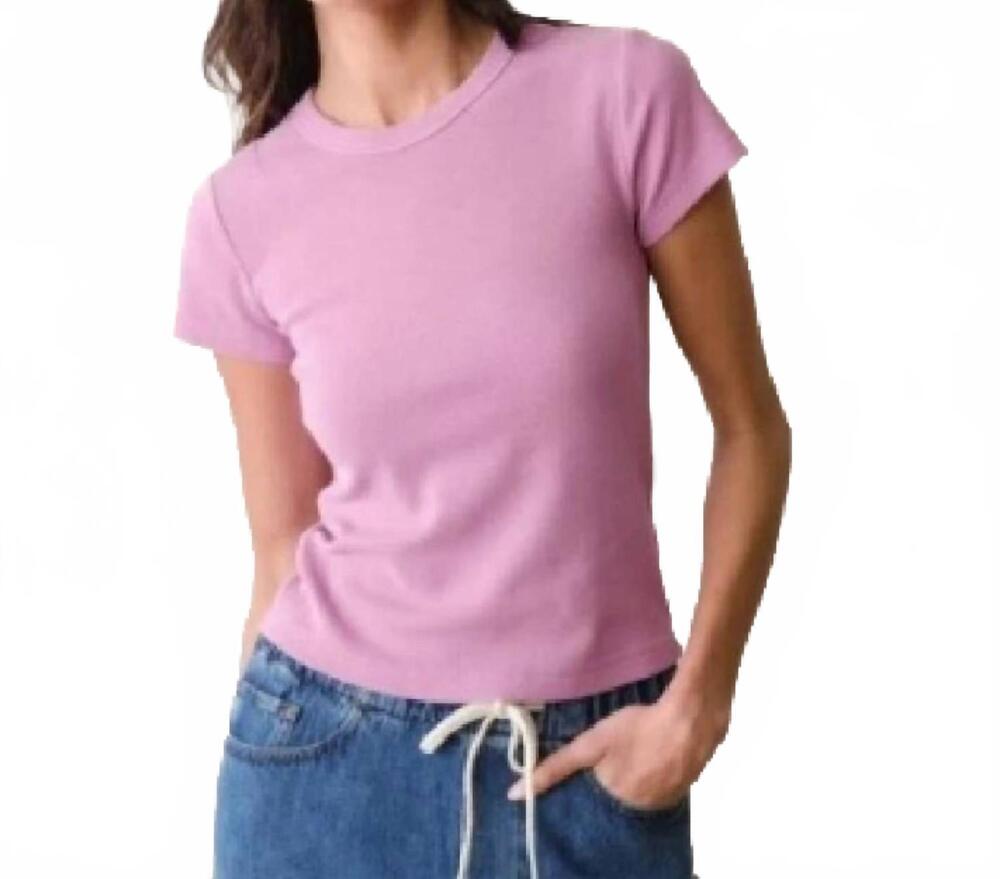 NEW MARINE LAYER lexi rib sun-in crew tee in faded mauve